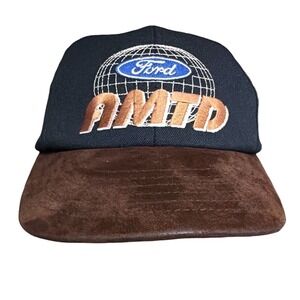 Vintage Ford AMTD Skilled Trades Snapback Hat Navy Brown USA suede  Impressions